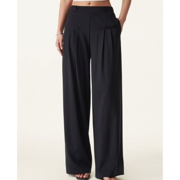 OGL Bamboo Blend Ponte Wide Leg Drapey Pull On Pants Black Size Large - Picture 1 of 11